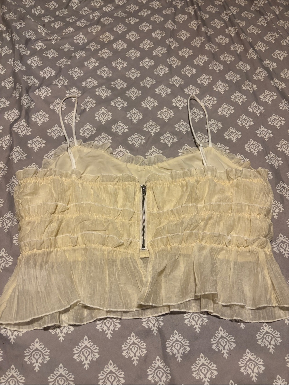 12th Tribe Cream Ruffled Tie-Front Tank Top - Picture 4 of 4